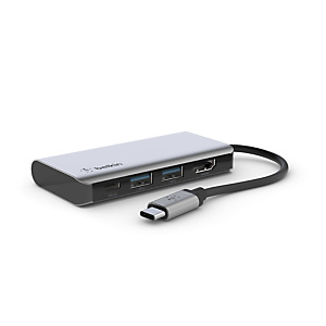 Belkin AVC006btSGY, USB 3.2 Gen 1 (3.1 Gen 1) Type-C, 100 W, Argent, 4K Ultra HD, HDMI, USB 3.2 Gen 1 (3.1 Gen 1) Type-A, USB 3.2 Gen 1 (3.1 Gen 1) Ty Belkin AVC006btSGY, USB 3.2 Gen 1 (3.1 Gen 1) Type-C, 100 W, Argent, 4K Ultra HD, HDMI, USB 3.2 Gen 1 (3.1 Gen 1) Type-A, USB 3.2 Gen 1 (3.1 Gen 1) Ty
