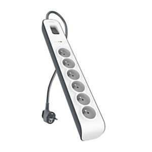 Belkin BSV603ca2m, 650 J, 6 sortie(s) CA, Type E, Noir, Blanc, Type E, 2 m Belkin BSV603ca2m, 650 J, 6 sortie(s) CA, Type E, Noir, Blanc, Type E, 2 m