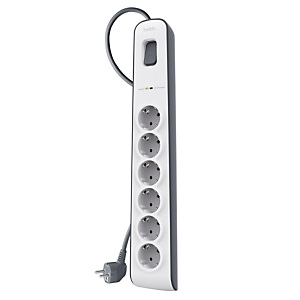 Belkin SurgeStrip Regleta de protección contra sobretensiones, con interruptor, 6 enchufes, 2 m, blanco y gris Belkin SurgeStrip Regleta de protección contra sobretensiones, con interruptor, 6 enchufes, 2 m, blanco y gris