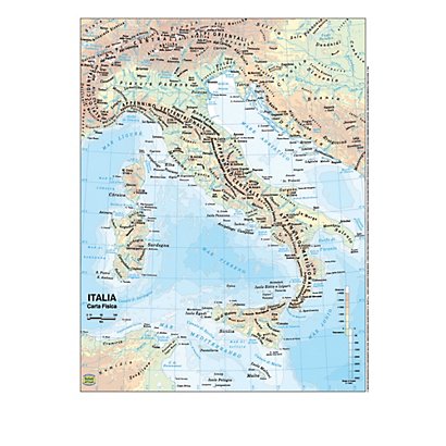 BELLETTI Carta geografica Italia - scolastica - plastificata - 29,7 x 42 cm - 1