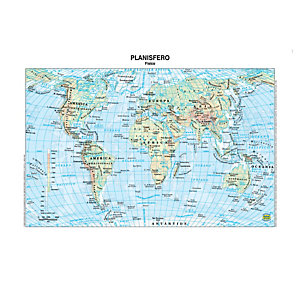 BELLETTI Carta geografica Mondo - scolastica - plastificata - 29,7 x 42 cm