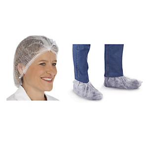 Überschuhe und Haarnetz Überschuhe und Haarnetz