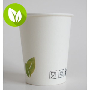 BETIK Vaso de papel blanco diseño hoja, 210 ml, 50 unidades