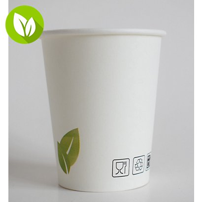 BETIK Vaso de papel blanco diseño hoja, 240 ml, 50 unidades - 1