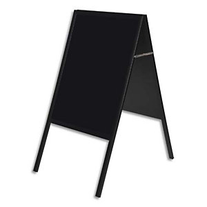 BI-OFFICE Chevalet ardoise Noir double face, cadre en bois - Format L60 x H90 cm