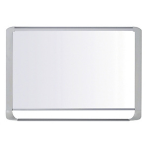 Bi-Office MasterVision, pizarra blanca magnética, superficie blanca brillante, esmaltada, marco gris claro, 1200 x 900 mm