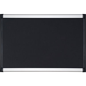 BI-OFFICE Mededelingenbord met structuurstof, aluminium en plastic frame, zwart, 1200 x 900 mm