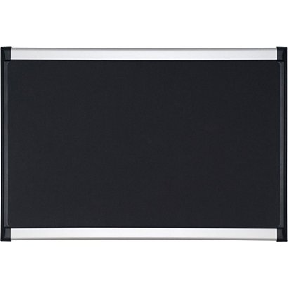 BI-OFFICE Mededelingenbord met structuurstof, aluminium en plastic frame, zwart, 1200 x 900 mm
