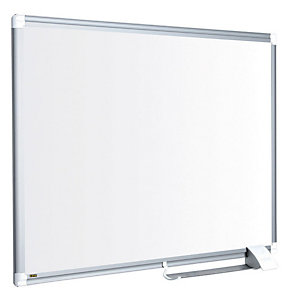 BI-OFFICE Nieuwe generatie Maya whiteboard, magnetisch, gelakt stalen oppervlak, grijs aluminium frame, 1200 x 900 mm