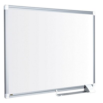 BI-OFFICE Nieuwe generatie Maya whiteboard, magnetisch, gelakt stalen oppervlak, grijs aluminium frame, 1200 x 900 mm - 1