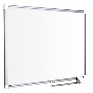 BI-OFFICE Nieuwe generatie Maya whiteboard, magnetisch, gelakt stalen oppervlak, grijs aluminium frame, 1800 x 900 mm