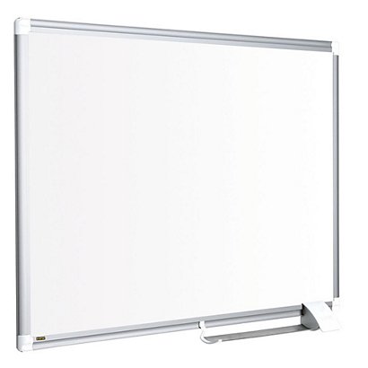 BI-OFFICE Nieuwe generatie Maya whiteboard, magnetisch, gelakt stalen oppervlak, grijs aluminium frame, 1800 x 900 mm - 1