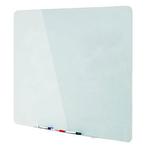 Bi-Office Pizarra de cristal magnética de limpieza en seco, superficie de vidrio templado blanco, 4 mm, 1500 x 1200 mm