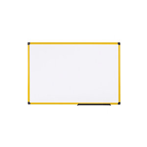 Bi-Office Tableau blanc émaillé Industrie - Surface magnétique - Cadre jaune - L.120 x H.90 cm