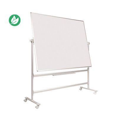 Bi-Office Tableau blanc émaillé mobile double face pivotant Earth - Surface magnétique - Cadre Aluminium - L.120 x H.90 cm - 1