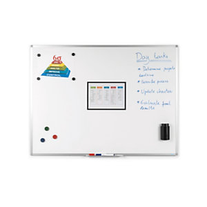 Bi-Office Tableau blanc émaillé - Surface magnétique - Cadre Aluminium - L.120 x H.90 cm