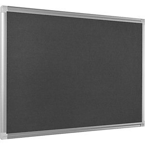 BI-OFFICE Tableau en feutrine New Generation Maya, surface grise, cadre en aluminium anodisé gris, 1 800 x 1 200 mm