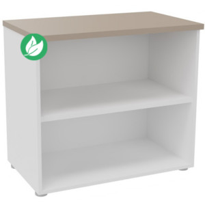 Bibliothèque basse sans porte L.80 x P.48 x H.72 cm - Corps Blanc - Top Argile Bibliothèque basse sans porte L.80 x P.48 x H.72 cm - Corps Blanc - Top Argile