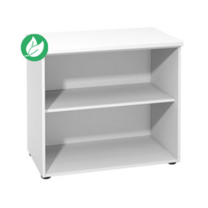 Bibliothèque basse sans porte L.80 x P.48 x H.72 cm - Corps Blanc - Top Blanc Bibliothèque basse sans porte L.80 x P.48 x H.72 cm - Corps Blanc - Top Blanc