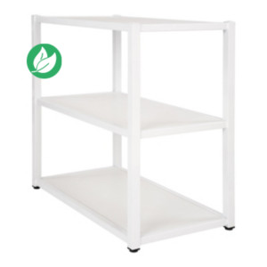 Bibliothèque Budget - Elément départ - L.80 x P.42 x H.73,5 cm - Plateau Blanc - Pieds Blanc Bibliothèque Budget - Elément départ - L.80 x P.42 x H.73,5 cm - Plateau Blanc - Pieds Blanc