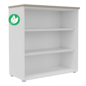 Bibliothèque mi-hauteur sans porte L.100 x P.48 x H.104 cm - Corps Blanc - Top Argile Bibliothèque mi-hauteur sans porte L.100 x P.48 x H.104 cm - Corps Blanc - Top Argile