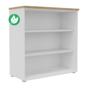 Bibliothèque mi-hauteur sans porte L.100 x P.48 x H.104 cm - Corps Blanc - Top Chêne Nebraska Bibliothèque mi-hauteur sans porte L.100 x P.48 x H.104 cm - Corps Blanc - Top Chêne Nebraska