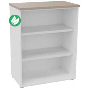 Bibliothèque mi-hauteur sans porte L.80 x P.48 x H.104 cm - Corps Blanc - Top Argile Bibliothèque mi-hauteur sans porte L.80 x P.48 x H.104 cm - Corps Blanc - Top Argile