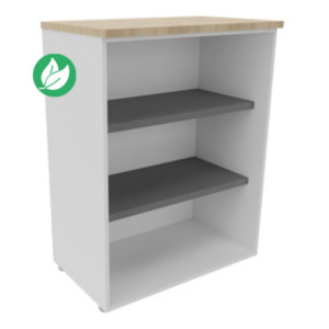 Bibliothèque mi-hauteur sans porte L.80 x P.48 x H.104 cm - Corps Blanc - Top Chêne Bibliothèque mi-hauteur sans porte L.80 x P.48 x H.104 cm - Corps Blanc - Top Chêne