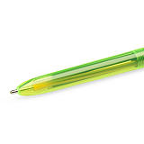 BIC® 4 Colours™ Fluo Bolígrafo retráctil con punta de bola, punta media de 1 mm, cuerpo blanco y verde, colores de tinta variados: Azul, amarillo, rojo y negro BIC® 4 Colours™ Fluo Bolígrafo retráctil con punta de bola, punta media de 1 mm, cuerpo blanco y verde, colores de tinta variados: Azul, amarillo, rojo y negro