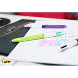 BIC® 4 Colours Fun Bolígrafo retráctil de punta de bola, punta mediana, cuerpo verde, colores de tinta variados: azul, verde, rosa, morado BIC® 4 Colours Fun Bolígrafo retráctil de punta de bola, punta mediana, cuerpo verde, colores de tinta variados: azul, verde, rosa, morado