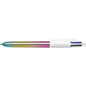 BIC® 4 Colours Gradient Bolígrafo 4 colores retráctil de punta de bola, punta mediana, cuerpo en tres diseños surtidos, colores de tinta variados: azul, rojo, verde y negro