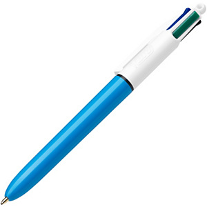 BIC® 4 Colours Original Bolígrafo 4 colores retráctil de punta de bola, punta mediana, cuerpo azul y blanco, colores de tinta variados: negro, azul, verde, rojo BIC® 4 Colours Original Bolígrafo 4 colores retráctil de punta de bola, punta mediana, cuerpo azul y blanco, colores de tinta variados: negro, azul, verde, rojo