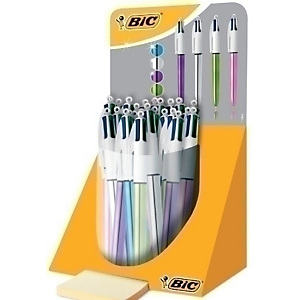 BIC® 4 Colours™ Shine Bolígrafo de 4 colores, expositor de 20 unidades, colores surtidos negro, azul, rojo y verde