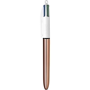 BIC® 4 Colours™ Shine Gold Rose Bolígrafo 4 colores retráctil con punta de bola, punta media de 1 mm, cuerpo metalizado, colores de tinta variados azul, negro, rojo y verde BIC® 4 Colours™ Shine Gold Rose Bolígrafo 4 colores retráctil con punta de bola, punta media de 1 mm, cuerpo metalizado, colores de tinta variados azul, negro, rojo y verde