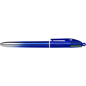 BIC® 4 Colours Smouth Bolígrafo 4 colores retráctil de punta de bola, punta mediana, cuerpo degradado azul, colores de tinta variados: negro, azul, verde, rojo BIC® 4 Colours Smouth Bolígrafo 4 colores retráctil de punta de bola, punta mediana, cuerpo degradado azul, colores de tinta variados: negro, azul, verde, rojo