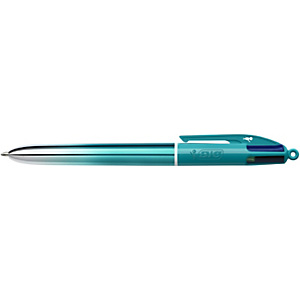 BIC® 4 Colours Smouth Bolígrafo 4 colores retráctil de punta de bola, punta mediana, cuerpo degradado turquesa, colores de tinta variados: negro, azul, verde, rojo BIC® 4 Colours Smouth Bolígrafo 4 colores retráctil de punta de bola, punta mediana, cuerpo degradado turquesa, colores de tinta variados: negro, azul, verde, rojo