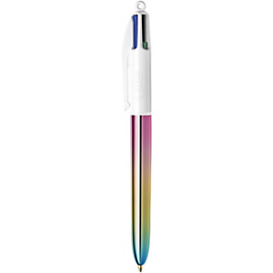 BIC 4 couleurs Gradient Stylo bille rétractable pointe moyenne 1 mm - Corps irisé assorti BIC 4 couleurs Gradient Stylo bille rétractable pointe moyenne 1 mm - Corps irisé assorti