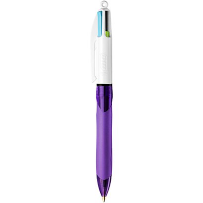 BIC® 4 couleurs Grip Stylo bille rétractable pointe moyenne 1 mm corps violet - 1