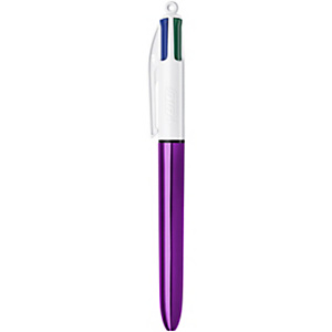 BIC 4 couleurs Shine Stylo bille rétractable pointe moyenne 1 mm - Corps Violet Métal BIC 4 couleurs Shine Stylo bille rétractable pointe moyenne 1 mm - Corps Violet Métal