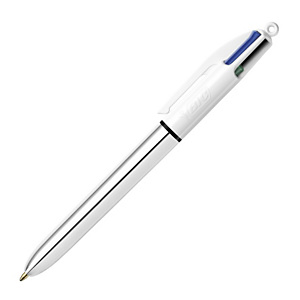 BIC® 4 couleurs Shine Stylo bille rétractable pointe moyenne 1 mm corps Argent BIC® 4 couleurs Shine Stylo bille rétractable pointe moyenne 1 mm corps Argent