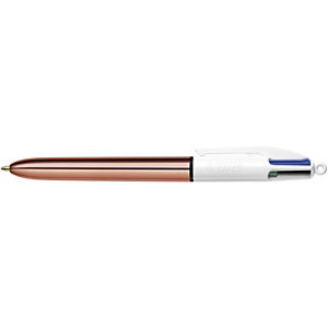 BIC 4 Couleurs Stylo bille rétractable pointe moyenne 1 mm - Corps Or Rose