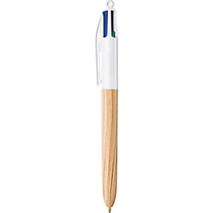 BIC 4 couleurs Wood Style Stylo bille rétractable pointe moyenne 1 mm - Corps effet bois BIC 4 couleurs Wood Style Stylo bille rétractable pointe moyenne 1 mm - Corps effet bois