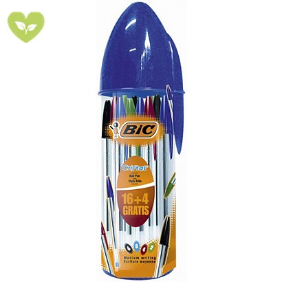 BIC® Astuccio portapenne con 20 penne a sfera stick Cristal Original, Colori assortiti - 1