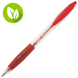 BIC® Atlantis Bolígrafo retráctil de punta de bola, punta mediana de 1 mm, cuerpo translúcido con grip, tinta roja BIC® Atlantis Bolígrafo retráctil de punta de bola, punta mediana de 1 mm, cuerpo translúcido con grip, tinta roja