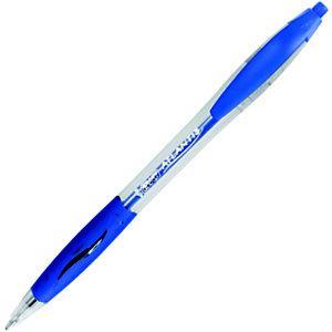 BIC® Atlantis Classic Bolígrafo retráctil de punta de bola, punta mediana de 1 mm, cuerpo translúcido con grip, tinta azul