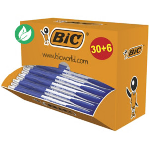 BIC Atlantis Classic Stylo bille rétractable avec grip - pointe moyenne 1 mm - Bleu - Boîte de 30 + 6 OFFERTS BIC Atlantis Classic Stylo bille rétractable avec grip - pointe moyenne 1 mm - Bleu - Boîte de 30 + 6 OFFERTS