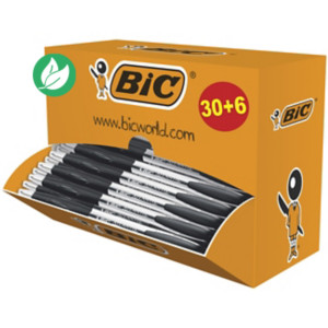 BIC Atlantis Classic Stylo bille rétractable avec grip - pointe moyenne 1 mm - Noir - Boîte de 30 + 6 OFFERTS BIC Atlantis Classic Stylo bille rétractable avec grip - pointe moyenne 1 mm - Noir - Boîte de 30 + 6 OFFERTS