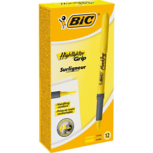 BIC® Brite Liner Grip Marcador fluorescente, Tecnología de tinta líquida, punta biselada, 1,6 mm-3,3 mm, Amarillo BIC® Brite Liner Grip Marcador fluorescente, Tecnología de tinta líquida, punta biselada, 1,6 mm-3,3 mm, Amarillo