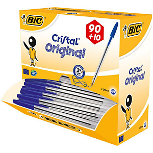 BIC® Cristal® Bolígrafo de punta de bola mediana de 1 mm, cuerpo transparente, tinta azul BIC® Cristal® Bolígrafo de punta de bola mediana de 1 mm, cuerpo transparente, tinta azul