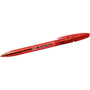 BIC® Cristal Clic Bolígrafo retráctil de punta de bola, punta mediana, cuerpo de plástico rojo, tinta roja